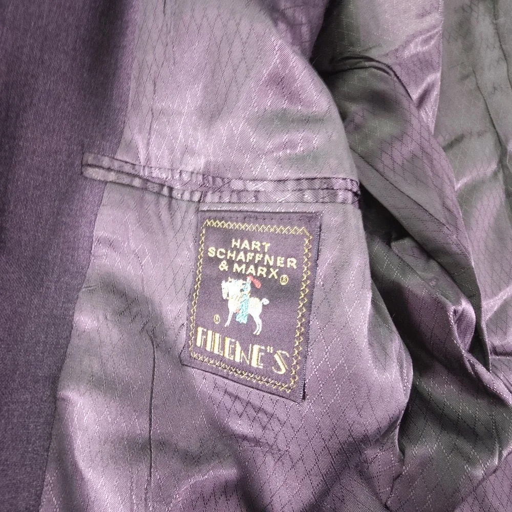 Hart Schaffner Marx 2 Piece Suit Mens 44L 30X32 Dark Gray 2 Button‎ Wool